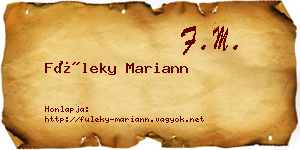 Füleky Mariann névjegykártya